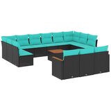 vidaXL 14-delni vrtni komplet sedežnih garnitur z blazinami črne barve poli ratan, (5000294329) | Shoptok.si
