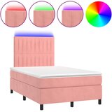  box spring s madracem LED ružičasti 120x200cm baršunasti | Eponuda.com