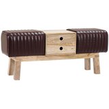  Klupa 110 x 30 x 45 cm Prava koža Tamno smeđa Slike
