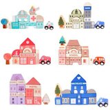 ECO TOYS Poučni leseni bloki mesto s podlogo, 115 kosov | Shoptok.si