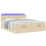 vidaXL Otomanski posteljni okvir z vzmetnicami krem 160x200 cm blago, (21609197) | Shoptok.si