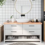  Kupaonska radna ploča svjetlosmeđa 160x40x(2-6) cm masivno drvo Cijene
