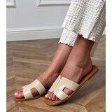 D/CEO Beige flat sole embossed sandals Sarini | Shoptok.si