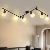 Nettlife Bela stropna svetilka E14 s 6 plameni, notranja stropna svetilka s steklenim senčnikom, nastavljiva svetilka, (22116895) | Shoptok.si