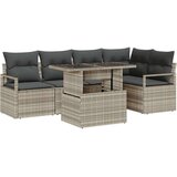  Set vrtnog namještaja od 6 komada sa svijetlosivim jastučićima od poli ratana. 2-sjedalna vrtna sofa sa skladištem i jastučićim | shoptok.hr