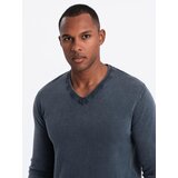 Ombre Washed men's sweater with v-neck - navy blue | shoptok.hr