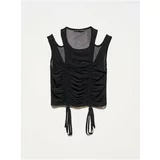 Dilvin 20216 Gathered Tulle Top-black