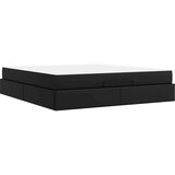 vidaXL Posteljni okvir z vzmetnico Črna 180 x 200 cm Umetna koža | Shoptok.si
