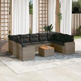 Maison Chic Seti vrtnega pohištva - Vrtna garnitura - Vrtni pohištvo set 10-delna z blazinami siv poli ratan, (21817215) | Shoptok.si