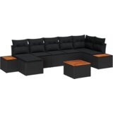 vidaXL 8-dijelni vrtni kauč set s jastučićima crni poli ratan akacija | shoptok.hr