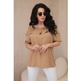 Kesi Spanish blouse with decorative ruffle Camel | shoptok.hr