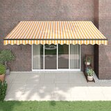 vidaXL Zložljiva tenda rumena in bela 4x3 m blago in aluminij Cene