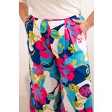 Kesi Włoski Women's Plus Size viscose trousers with floral pattern fuchsia | Shoptok.si