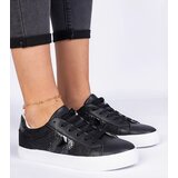 Gemre Black Animal Print Glitter-Embellished Sneakers Walorin | Shoptok.si