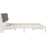 vidaXL Posteljni okvir z oblazinjenim vzglavjem Bela 180 x 200 cm | Shoptok.si