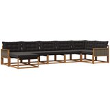 vidaXL Zunanja garnitura za sedenje z blazino 7 pcs Naravna in črna, (5000273249) | Shoptok.si