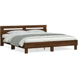  Posteljni okvir z vzglavjem rjavi hrast 200x200 cm in Cene