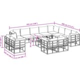 vidaXL Vrtna sedežna garnitura 13 pcs Črna 70 x 70 x 32 cm Aluminij | Shoptok.si
