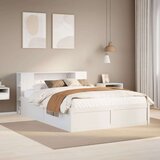 vidaXL Posteljni okvir brez vzmetnice bel 135x190 cm trdna borovina | Shoptok.si