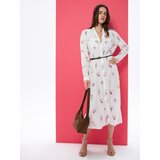 Sinsay Košulja-haljina midi s viskozom i dodatkom lana s cvjetnim printom | shoptok.hr