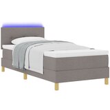 vidaXL Postelja s škatlo z vzmetnico in LED Taupe 90x200 cm Tkanina Cene