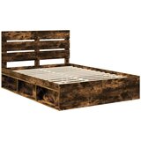 Krevetna konstrukcija s uzglavljem Dimljeni hrast 150 x 200 cm | shoptok.hr