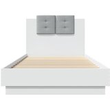  Okvir za krevet s uzglavljem i LED svjetlima bijeli 90x200 cm | shoptok.hr