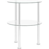 Bočni stolić s 2 razine prozirni 38 cm od kaljenog stakla | shoptok.hr
