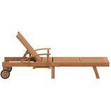  Ležaljka za sunčanje s jastukom 2 pcs Smeđa Čvrsto teak drvo | Eponuda.com