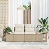 vidaXL Dvosedna vrtna sofa s shranjevanjem in blazinami v bež poli ratan | Shoptok.si