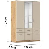 XXXL Omara Za Oblačila Celle Matt, Barva Šampanjca, Hrast | Shoptok.si