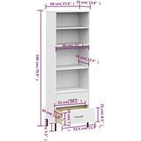  Regal za knjige s 2 ladice bijeli 60x35x180cm masivno drvo OSLO | Eponuda.com