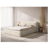 Micadoni Krem tapecirani bračni krevet s prostorom za odlaganje s podnicom 160x200 cm Simon Olivia – | shoptok.hr