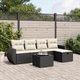 Maison Chic Seti vrtnega pohištva - Vrtna garnitura - Vrtni pohištvo set 6-delna z blazinami črna poli ratan, (21805211) | Shoptok.si
