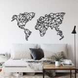 Wallxpert metalni zidni ukras 5212, geometrijska linijska mapa sveta, 100 x 53 cm, crni Cene