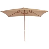 vidaXL Zunanji senčnik z lesenim drogom 200x300 cm taupe barve | Shoptok.si