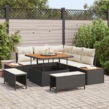 vidaXL 8-delni vrtni kavč set z blazinami črn poli ratan akacija | Shoptok.si