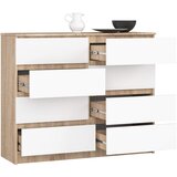 AKORD Komoda, 8 Predalov, Hrast Sonoma/Bela, (5000332214) | Shoptok.si