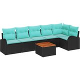  Sjedeća garnitura za vrt 7 kom. Crna i Tirkizna poliratan 289 x 124 x 69 cm | Shoptok.si