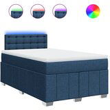 vidaXL Box spring postelja z vzmetnico moder 120x200 cm blago, (21306835) | Shoptok.si