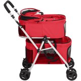  2-slojna sklopiva kolica za pse crvena 83x48x97 cm tkanina | shoptok.hr