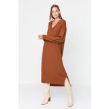 Trendyol Brown Oversize Knitwear Dress Cene