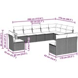  10-dijelni set vrtnih sofa s jastucima crni od poliratana | shoptok.hr