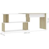  Kutni radni stol bijeli i boja hrasta 200 x 50 x 76 cm drveni | shoptok.hr