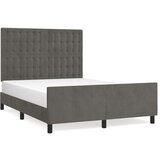  Posteljni okvir z vzglavjem temno siv 140x190 cm žamet, (20794655) | Shoptok.si