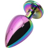 Sunfo - kovinski analni dildo s kamnom (mavrično-bel) | Shoptok.si