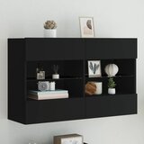  The Living Store Stenska TV omarica z LED lučkami črna 98,5x30x60,5 cm - TV Stenska Omarica, (21555171) Cene