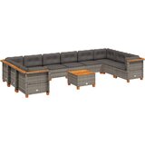 Maison Chic Seti vrtnega pohištva - Vrtna garnitura - Vrtni pohištvo set 11-delna z blazinami siv poli ratan, (21809768) | Shoptok.si