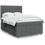 vidaXL Box spring postelja z vzmetnico temno siva 160x200 cm blago | Shoptok.si
