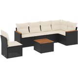  7-dijelni set vrtnih sofa od poliratana s jastucima crni Slike